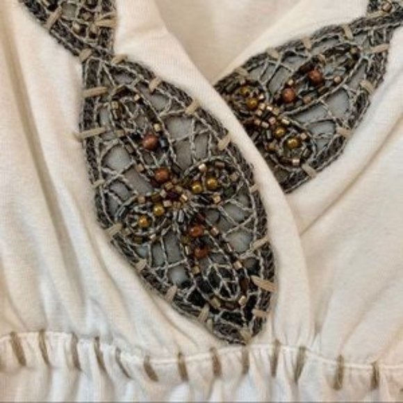 Spice & Roses Cream Beaded Tank Top Size L - Picture 2 of 5